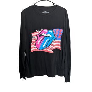 The Rolling Stones Mens Steel Wheels Black Long Sleeve T-Shirt, Size Small
